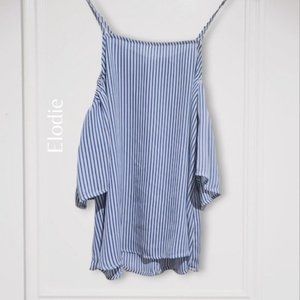 Elodie Flowy Off the Shoulder Boho Pinstripe strappy top- S - NWOT